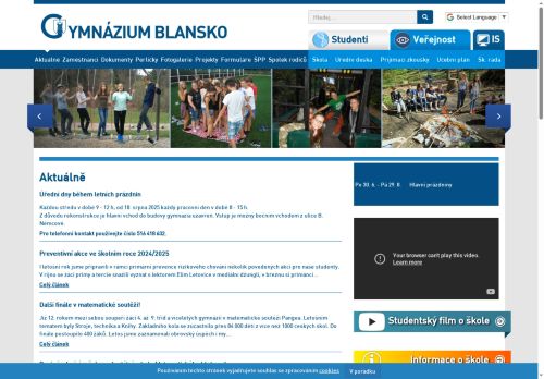 Zobrazit webové stránky Gymnázium Blansko