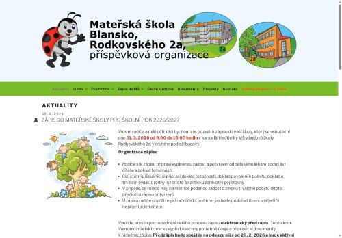 Zobrazit webové stránky MŠ Blansko, Rodkovského