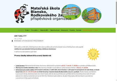 Zobrazit webové stránky MŠ Blansko, Rodkovského