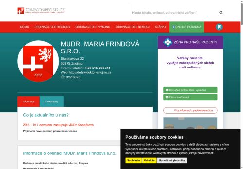 Zobrazit webové stránky Praktický lékař pro děti a dorost - MUDr. Maria Frindová