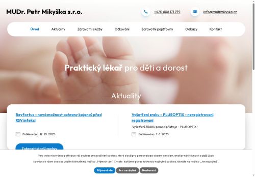 Zobrazit webové stránky Praktický lékař pro děti a dorost - MUDr. Petr Mikyška, MUDr. Markéta Van den Eynde