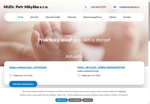 Zobrazit webové stránky Praktický lékař pro děti a dorost - MUDr. Petr Mikyška, MUDr. Markéta Van den Eynde