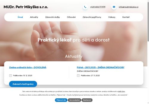 Zobrazit webové stránky Praktický lékař pro děti a dorost - MUDr. Petr Mikyška, MUDr. Markéta Van den Eynde