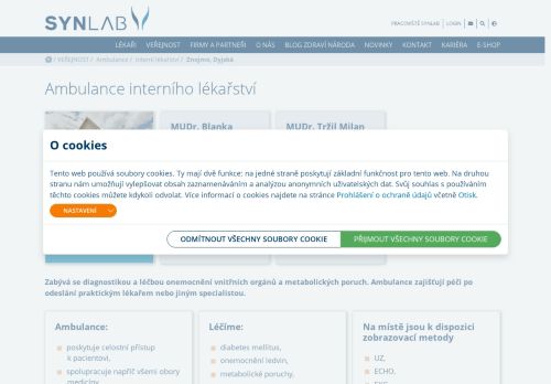 Zobrazit webové stránky Interní ambulance SYNLAB - MUDr. Blanka Sejková