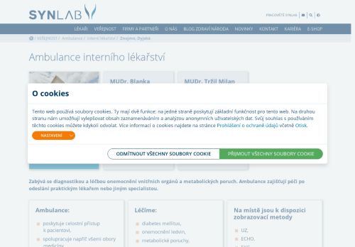 Zobrazit webové stránky Interní ambulance SYNLAB - MUDr. Blanka Sejková