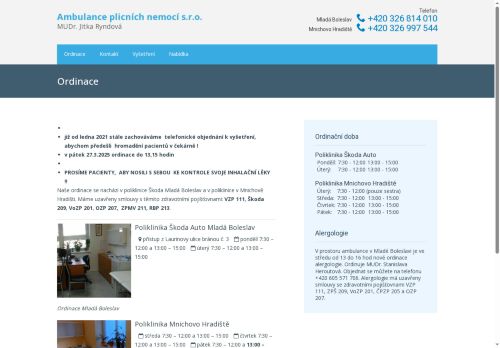 Zobrazit webové stránky Ambulance plicních nemocí s.r.o. - MUDr. Jitka Ryndová