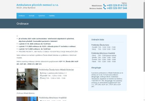 Zobrazit webové stránky Ambulance plicních nemocí s.r.o. - MUDr. Jitka Ryndová