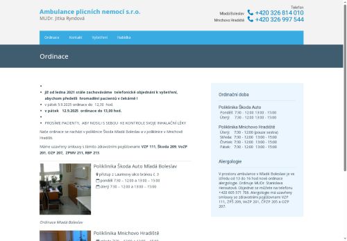 Zobrazit webové stránky Ambulance plicních nemocí s.r.o. - MUDr. Jitka Ryndová