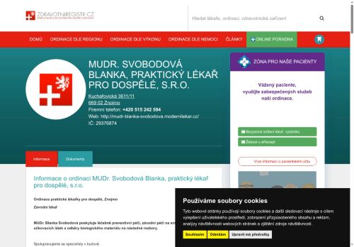 Zobrazit webové stránky Praktický lékař pro dospělé - MUDr. Blanka Svobodová