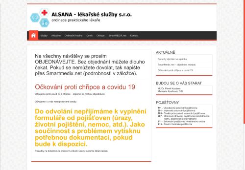 Zobrazit webové stránky Praktický lékař pro dospělé ALSANA - MUDr. Pavel Kazdera