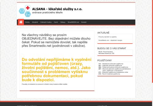 Zobrazit webové stránky Praktický lékař pro dospělé ALSANA - MUDr. Pavel Kazdera
