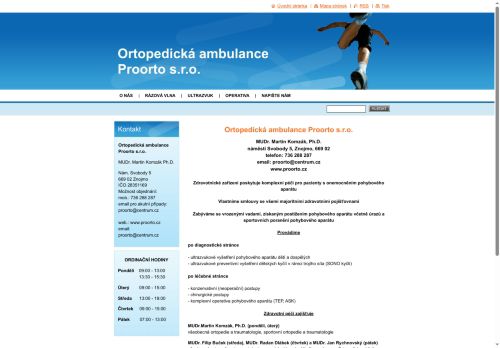 Zobrazit webové stránky Ortopedická ambulance Proorto s.r.o. - MUDr. Martin Komzák, Ph.D.
