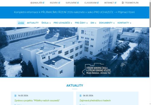 Webové stránky Střední odborná škola a Střední odborné učiliště, Mladá Boleslav, Jičínská 762, Mladá Boleslav