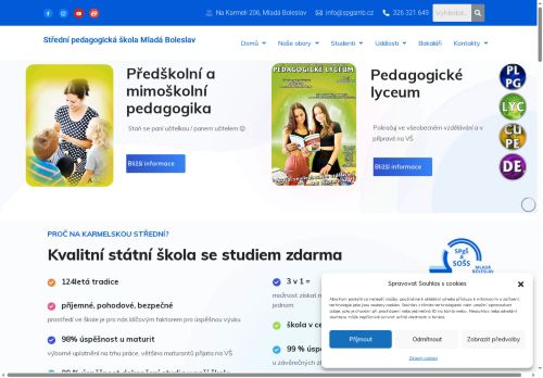 Webové stránky Střední pedagogická škola a Střední odborná škola služeb Mladá Boleslav, příspěvková organizace, Mladá Boleslav
