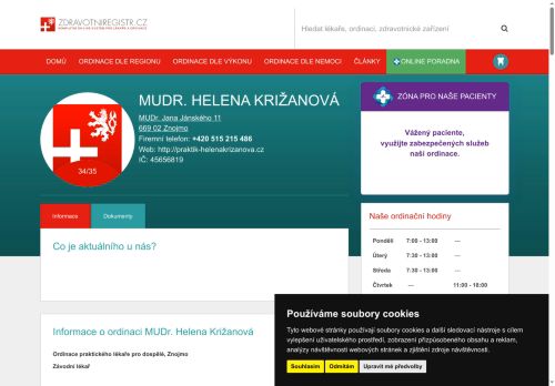 Zobrazit webové stránky Praktický lékař pro dospělé - MUDr. Helena Křižanová