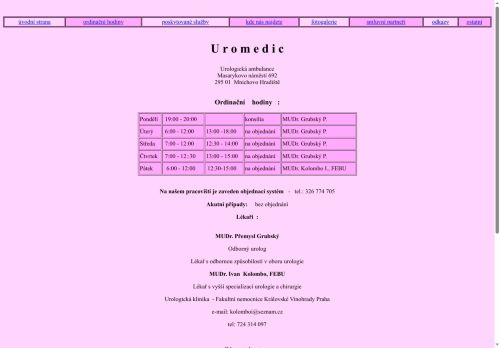 Zobrazit webové stránky Urologická ambulance Uromedic - MUDr. Přemysl Grubský, MUDr. Ivan  Kolombo, FEBU
