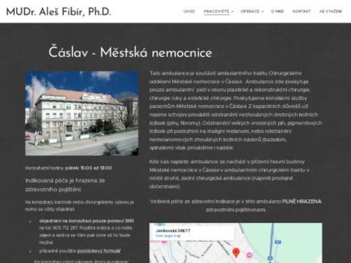 Plastická chirurgická ambulance - Městská nemocnice Čáslav - MUDr. Aleš Fibír, Ph.D.