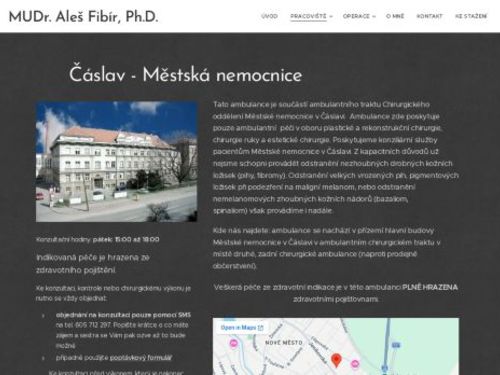 Plastická chirurgická ambulance - Městská nemocnice Čáslav - MUDr. Aleš Fibír, Ph.D.