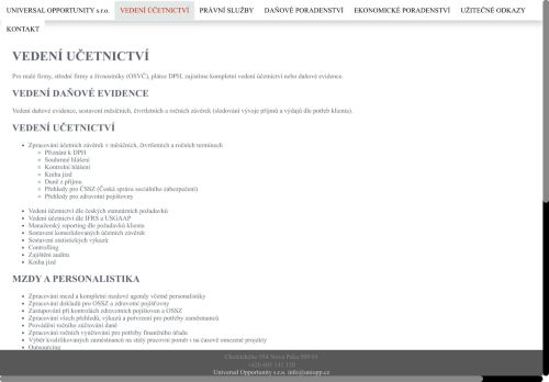 Webové stránky Universal Opportunity s. r. o., Městec Králové
