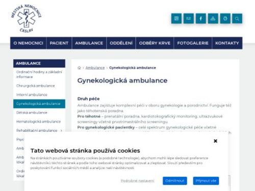 Gynekologická ambulance - Městská nemocnice Čáslav