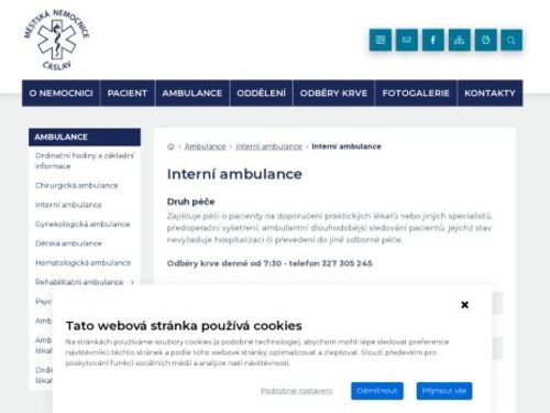 Interní ambulance - Městská nemocnice Čáslav
