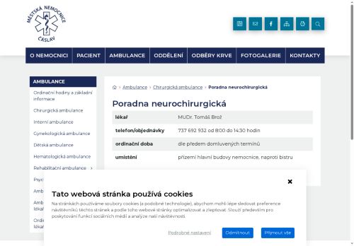 Zobrazit webové stránky Neurochirurgická poradna - Městská nemocnice Čáslav - MUDr. Tomáš Brož
