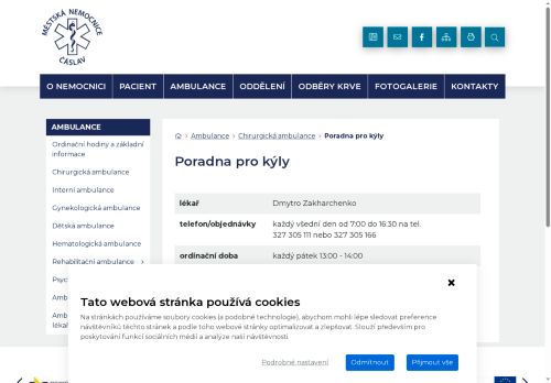 Zobrazit webové stránky Poradna pro kýly - Městská nemocnice Čáslav - MUDr. Ali Quhali