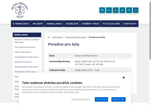 Zobrazit webové stránky Poradna pro kýly - Městská nemocnice Čáslav - MUDr. Ali Quhali