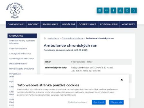 Ambulance chronických ran Městská nemocnice Čáslav - Dr. Fedir Litvinov