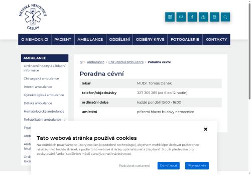 Zobrazit webové stránky Cévní poradna - Městská nemocnice Čáslav - MUDr. Tomáš Daněk