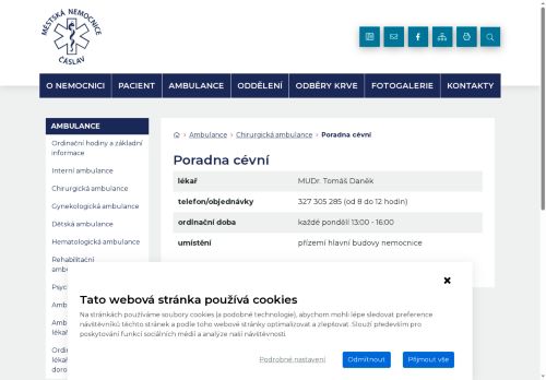 Zobrazit webové stránky Cévní poradna - Městská nemocnice Čáslav - MUDr. Tomáš Daněk