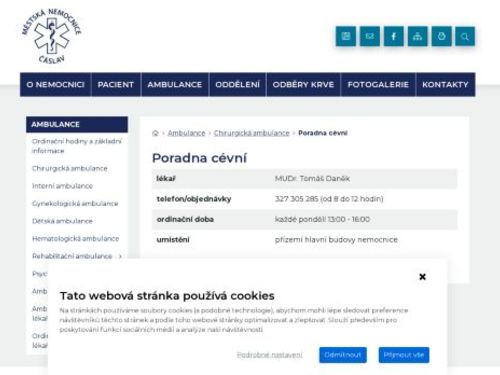 Cévní poradna - Městská nemocnice Čáslav - MUDr. Tomáš Daněk