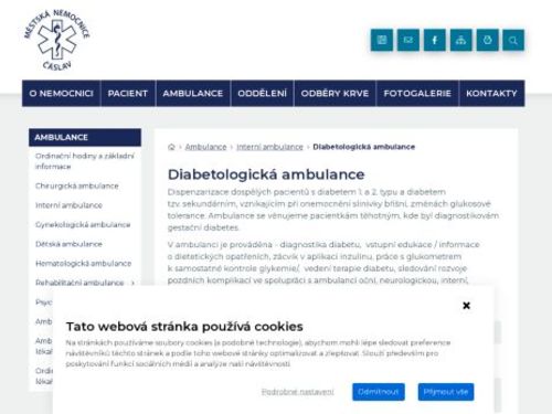 Diabetologická ambulance - Městská nemocnice Čáslav - MUDr. Miroslava Tvarohová