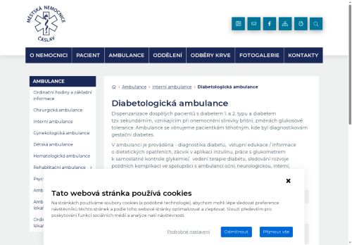 Zobrazit webové stránky Diabetologická ambulance - Městská nemocnice Čáslav - MUDr. Miroslava Tvarohová