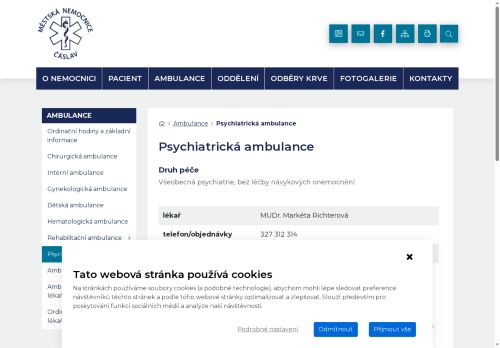 Zobrazit webové stránky Psychiatrická ambulance - Městská nemocnice Čáslav - MUDr. Markéta Richterová