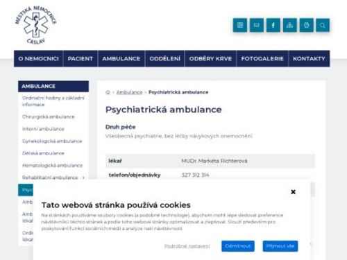 Psychiatrická ambulance - Městská nemocnice Čáslav - MUDr. Markéta Richterová