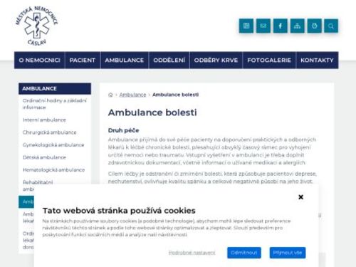 Ambulance bolesti - Městská nemocnice Čáslav - MUDr. Josef Domácí