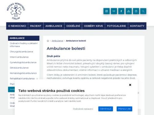 Ambulance bolesti - Městská nemocnice Čáslav - MUDr. Josef Domácí