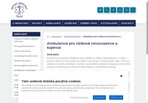 Zobrazit webové stránky Ambulance pro rizikové novorozence a kojence - Městská nemocnice Čáslav
