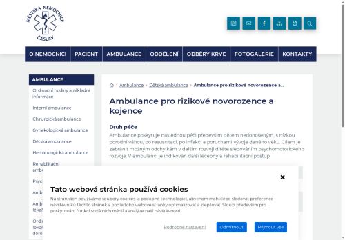Zobrazit webové stránky Ambulance pro rizikové novorozence a kojence - Městská nemocnice Čáslav