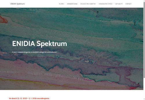 Zobrazit webové stránky Interní, endokrinologická a diabetologická ambulance ENIDIA Spektrum, s.r.o. - MUDr. Dana Kafková