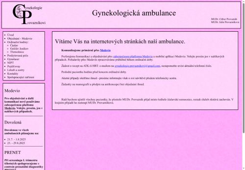 Zobrazit webové stránky Gynekologická ambulance - MUDr. Ctibor Provazník, MUDr. Julie Provazníková