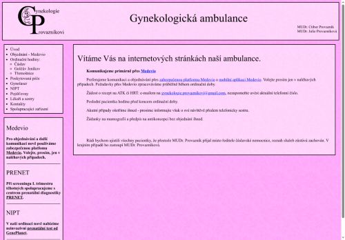 Zobrazit webové stránky Gynekologická ambulance - MUDr. Ctibor Provazník, MUDr. Julie Provazníková