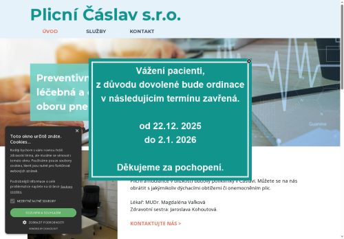 Zobrazit webové stránky Plicní Čáslav s.r.o. - MUDr. Magdaléna Vaľková