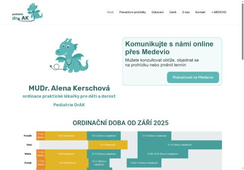 Zobrazit webové stránky Praktický lékař pro děti a dorost Pediatrie DrAK s.r.o. - MUDr. Alena Kerschová