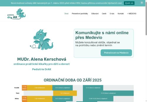 Zobrazit webové stránky Praktický lékař pro děti a dorost Pediatrie DrAK s.r.o. - MUDr. Alena Kerschová