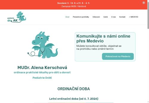 Zobrazit webové stránky Praktický lékař pro děti a dorost Pediatrie DrAK s.r.o. - MUDr. Alena Kerschová