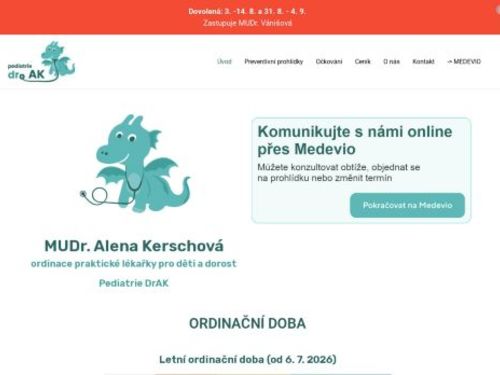 Praktický lékař pro děti a dorost Pediatrie DrAK s.r.o. - MUDr. Alena Kerschová