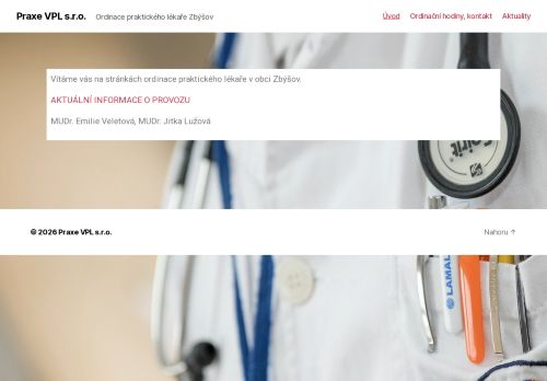 Zobrazit webové stránky Praktický lékař pro dospělé - MUDr. Emilie Veletová, MUDr. Jitka Lužová