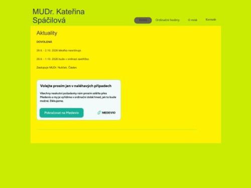 Praktický lékař pro dospělé - MUDr. Kateřina Spáčilová